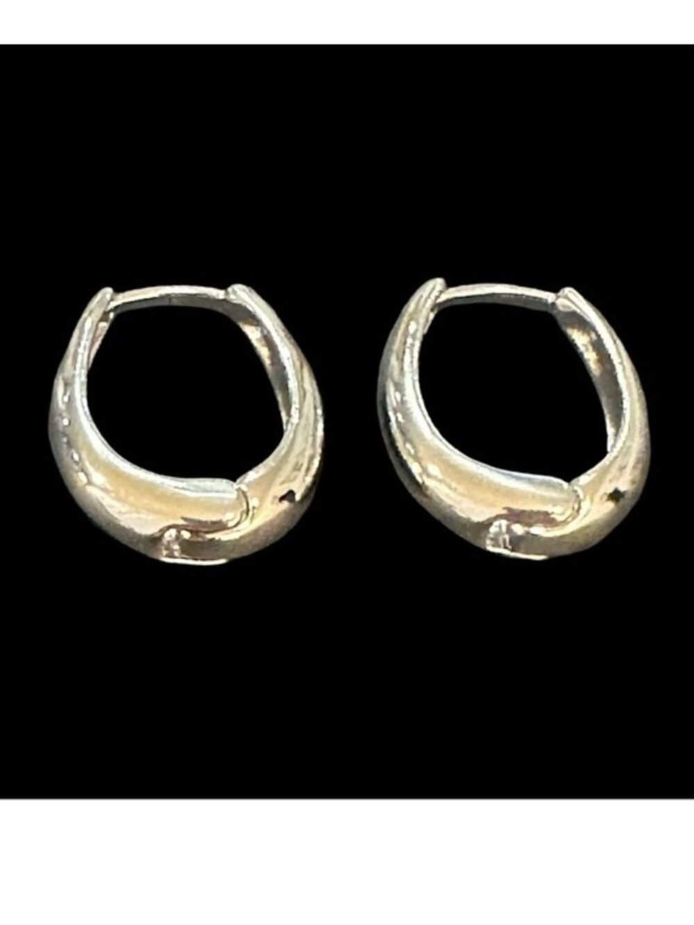 Hinged Hoop Earrings Silver Tone High Polish Womens Jewelry